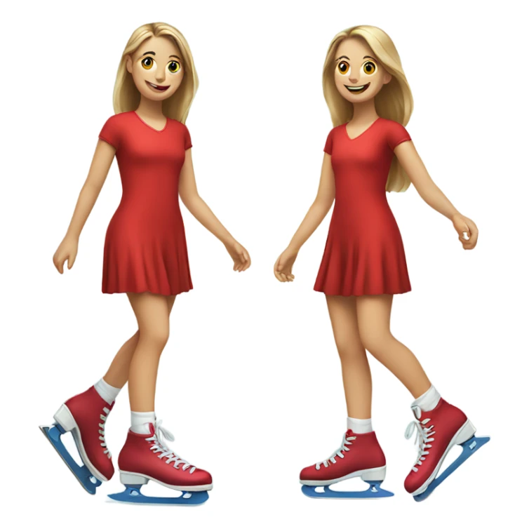 smiling girl in red dress on skating shoes  sticker