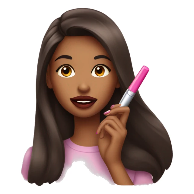 brunette girl putting lipgloss on her lips sticker