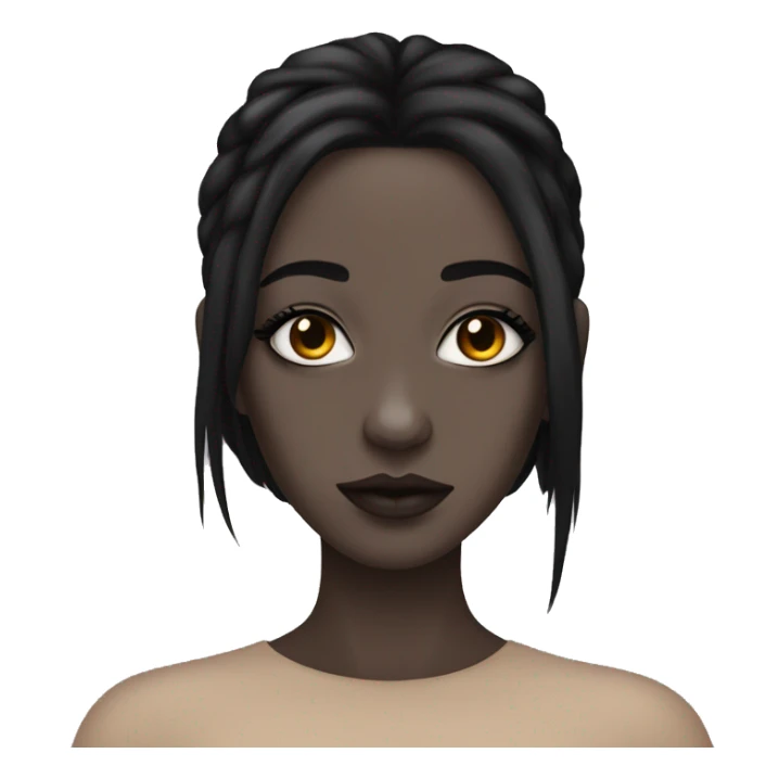 Black hair pale girl with eyeliner and septum peircing sticker