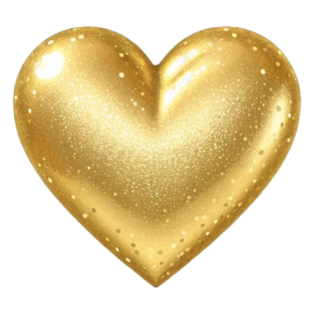 glitter heart with metallic gold sparkles sticker