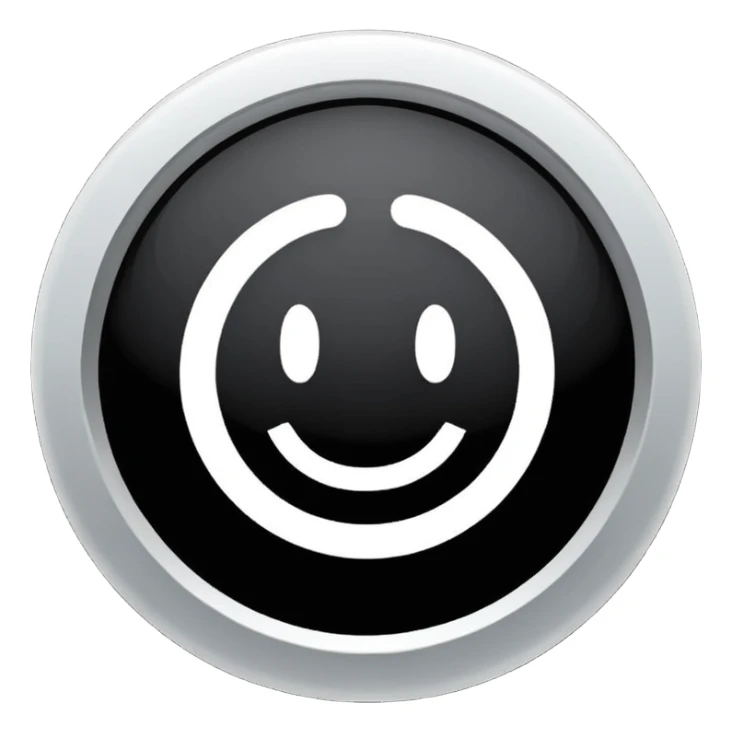 Círculo totalmente negro, adentro del círculo un símbolo de encendido y apagado en color blanco sticker