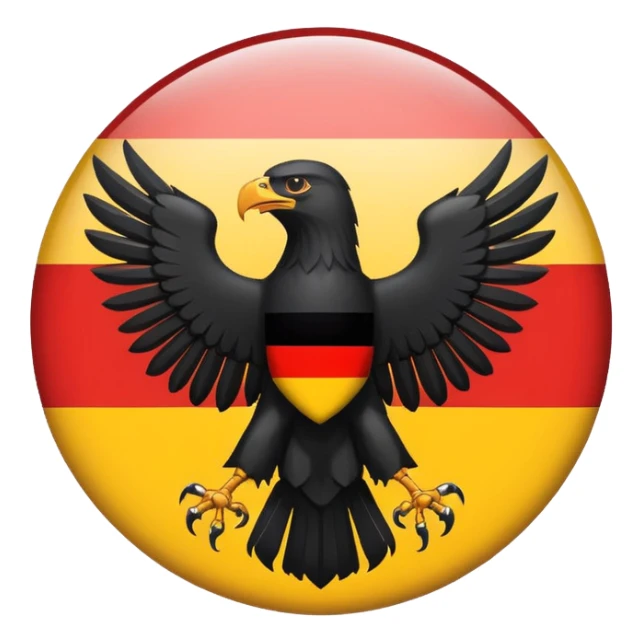 German flag with a bold black eagle in the center, clean and recognizable design, suitable for an icon or emoji, no text sticker