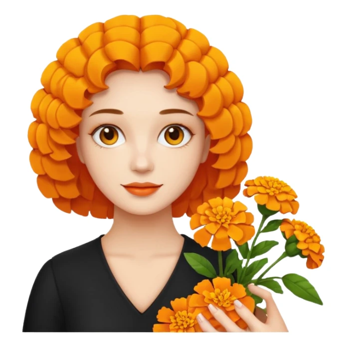 woman holding marigolds sticker