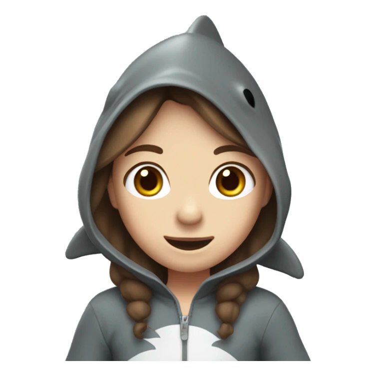 cute  brown hair wearing a cute shark costume sticker