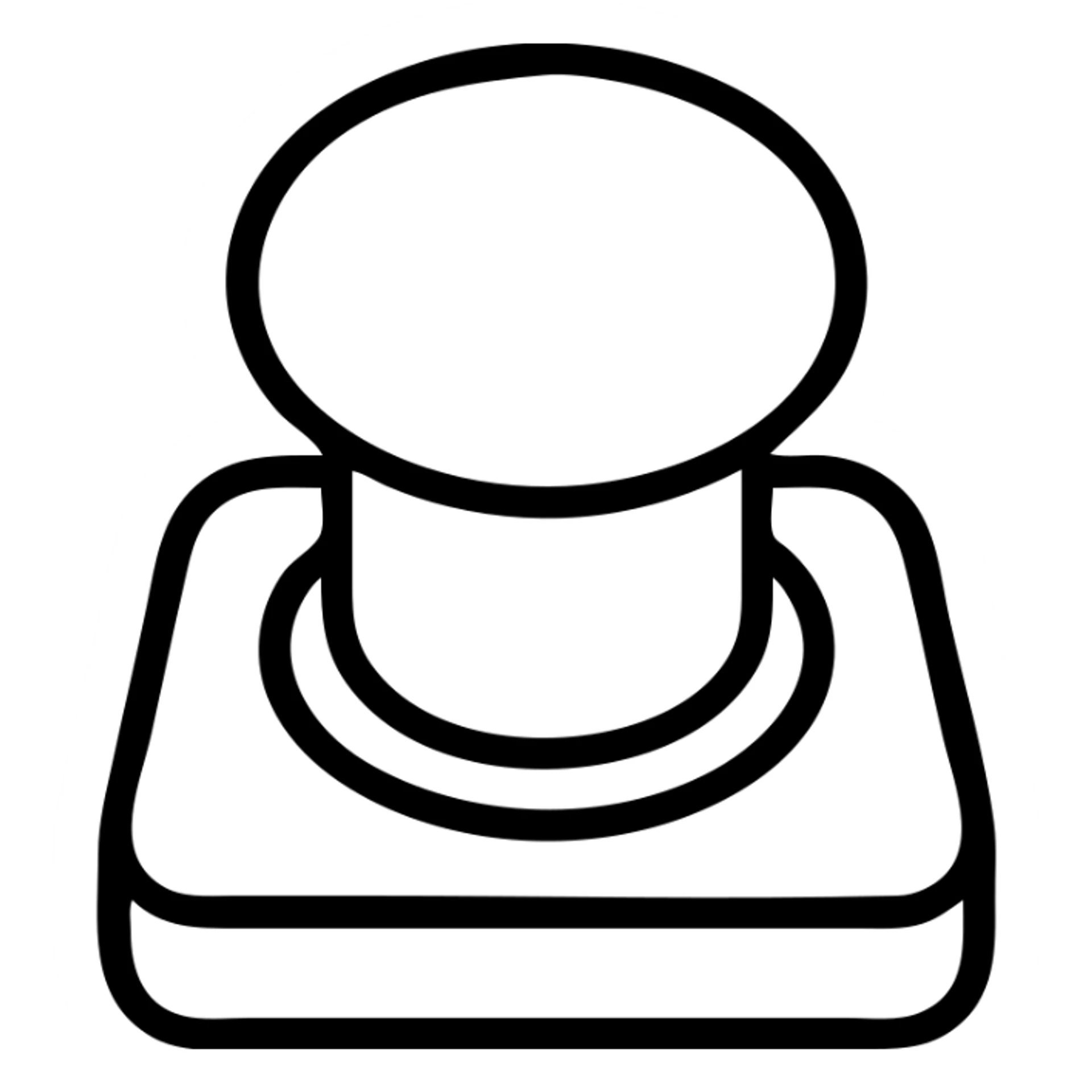 outlined black icon of a red button sticker