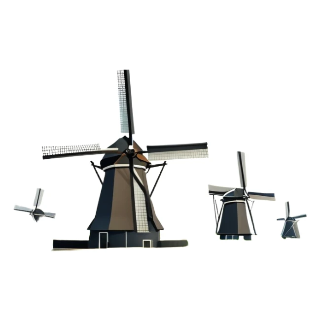 cinematic-realistic-kinderdijk-windmills-landmark-emoji,-showcasing-traditional-dutch-windmills-aligned-along-a-tranquil-canal,-with-lush-green-fields in a picture frame sticker