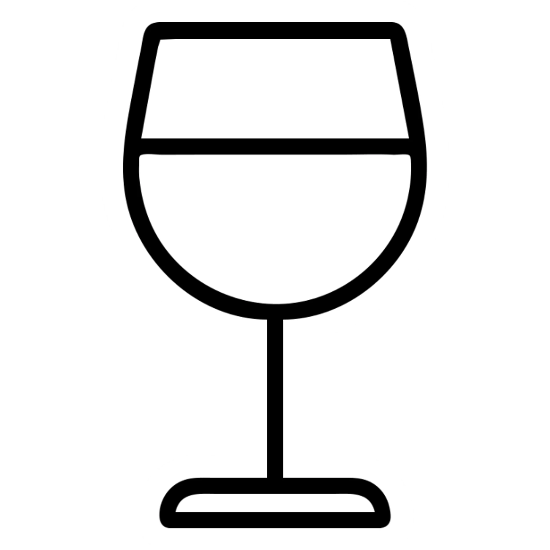 wine glass, outlined icon, modern, no fill, black lines sticker