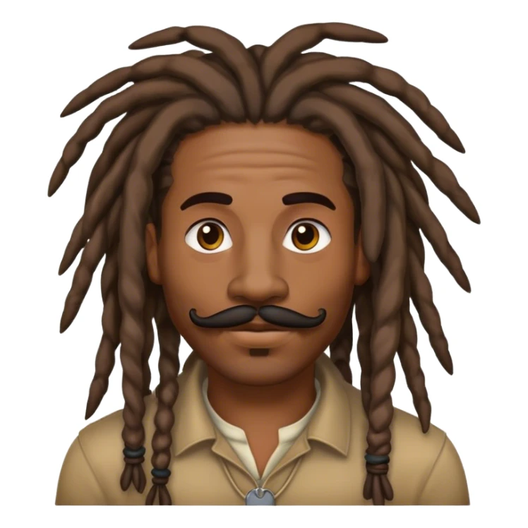 A black men with dreads and a moustache  sticker