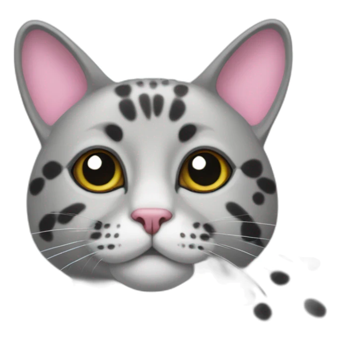 a gray beehive cat with a pink nose and black spots and no pattern all over sticker