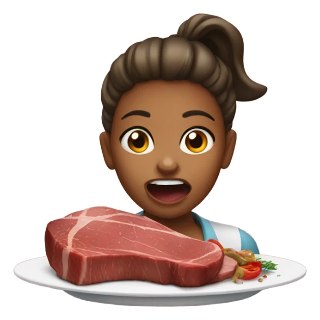 girl taking bite of steak sticker