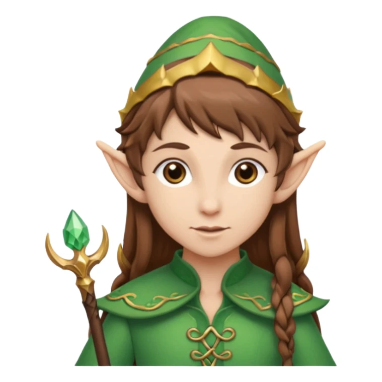 elf with staff brown hair sticker