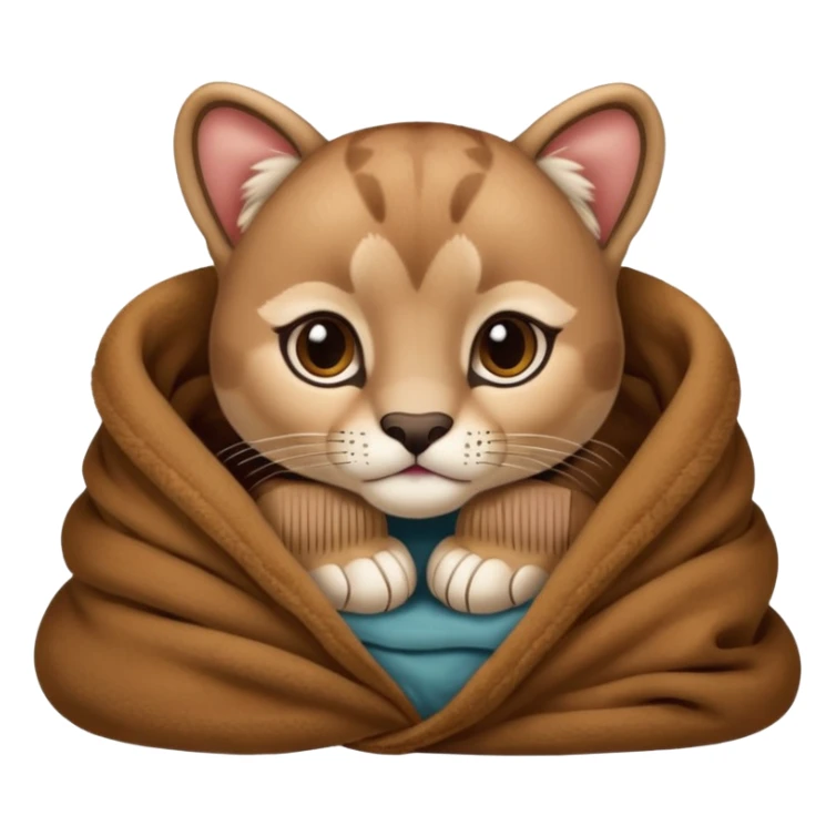 Cozy puma cougar cub in blanket sticker
