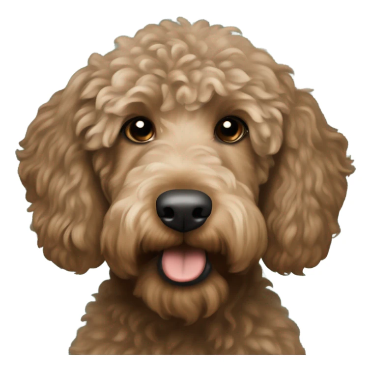 Light brown with little dark brown Labradoodle wearing a Philadelphia Eagles jersey sticker