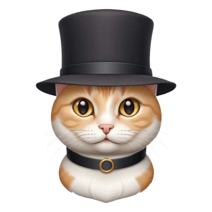 mix of white and tabby cat in a cylinder hat sticker