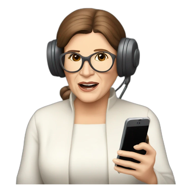 carrie fisher speaking with a phone sticker