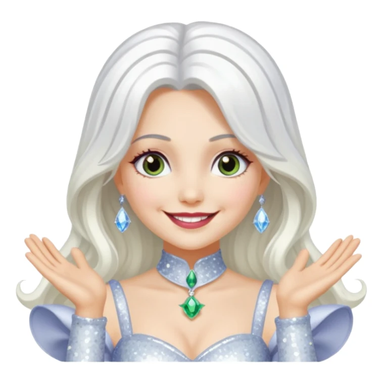 The Good Witch from Oz with long white hair, white sequin outfit sticker