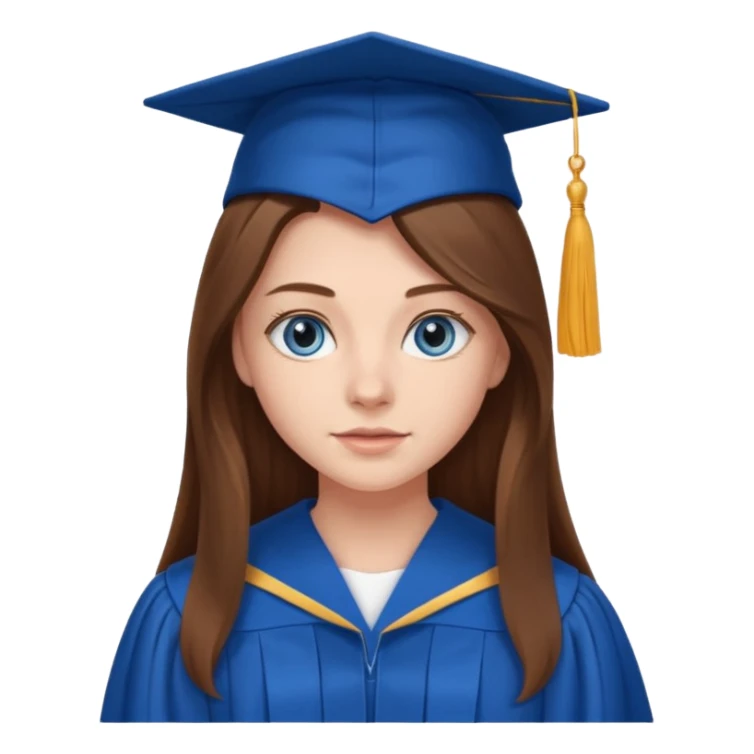 high school graduation with a pretty female high school student with long brown hair, blue eyes sticker