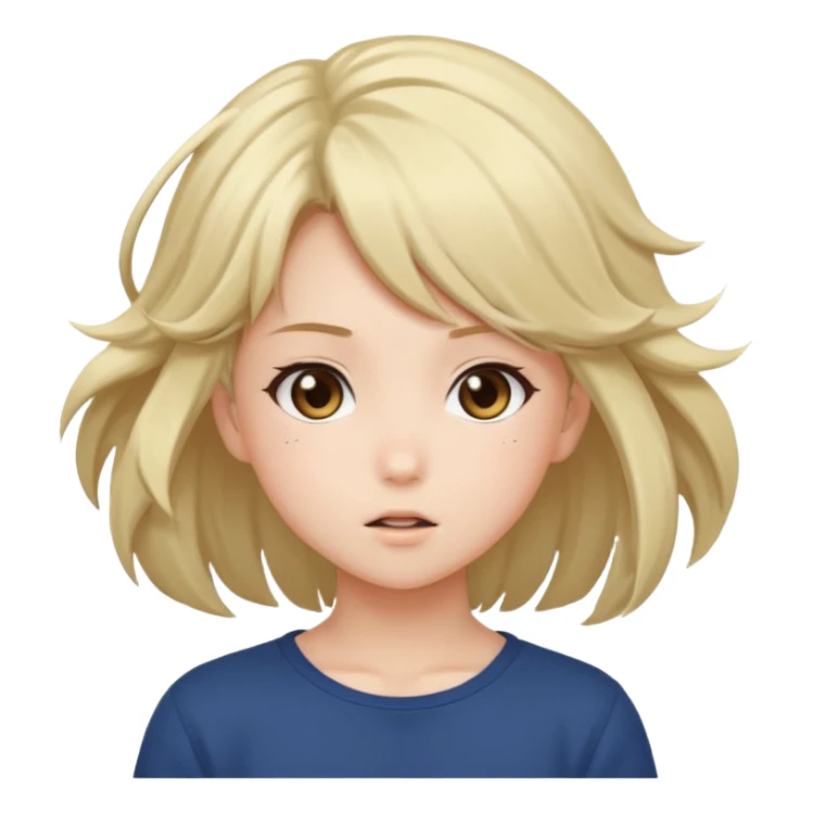 cute anime girl with blowing hair sticker