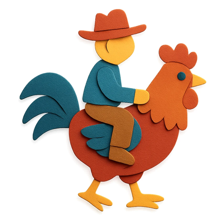 rider on a rooster sticker