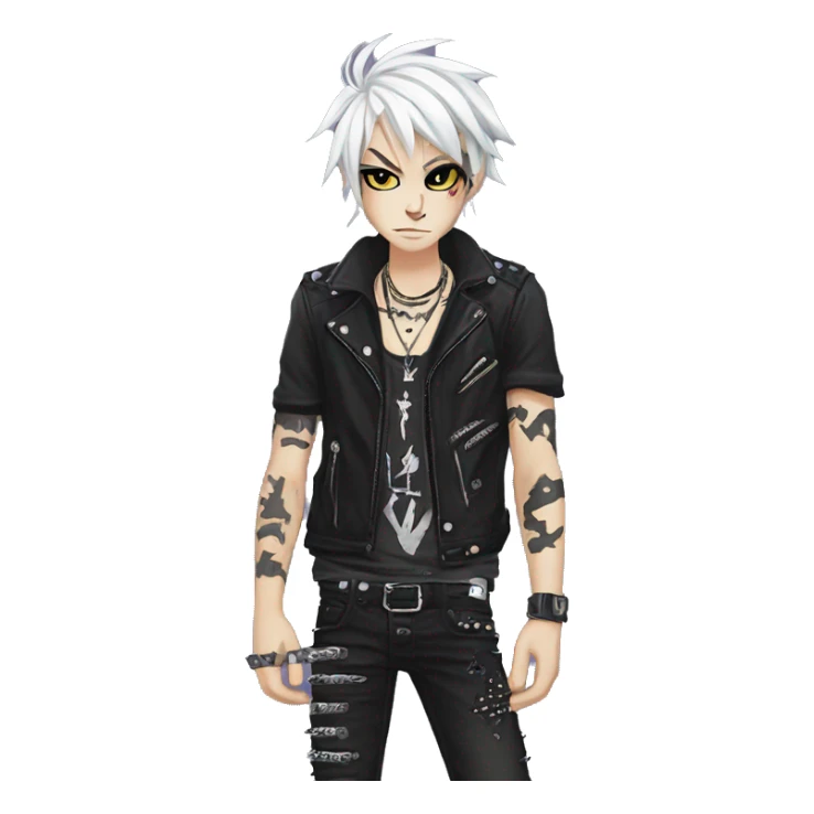 edgy punk rocker vkei anime cat boy sticker