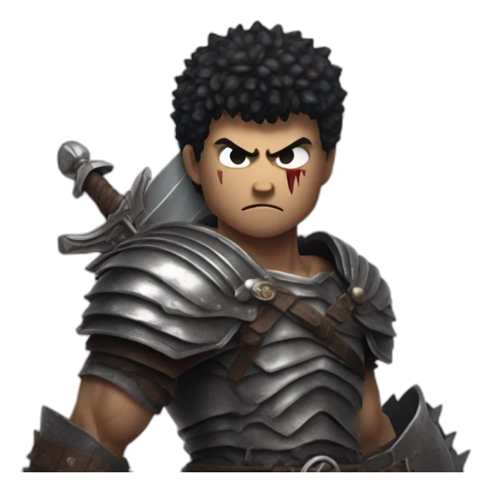 angry berserk guts carrying a huge sword on his shoulder sticker