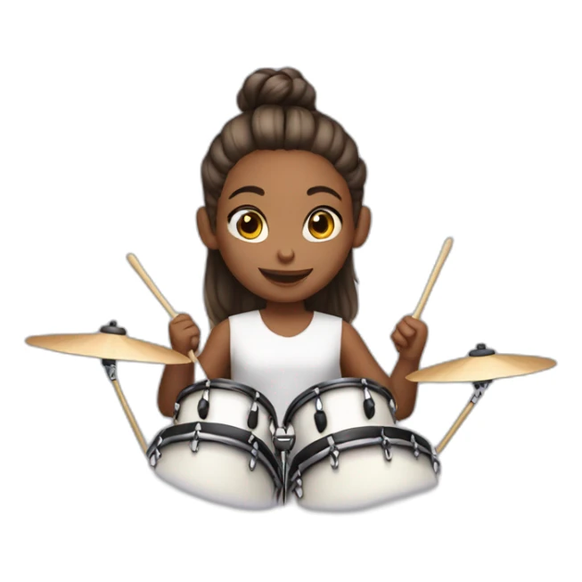 One hair bun girl playing drums sticker