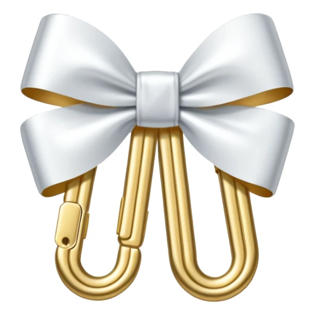 one gold paper clip with a white bow in the middle sticker