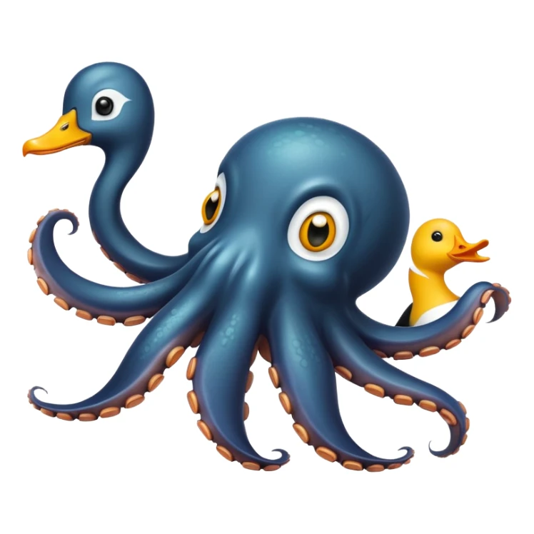 An octopus with penguin body and duck head sticker