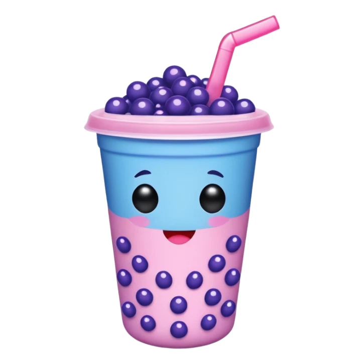 Kawaii boba drink blue pink and purple sticker