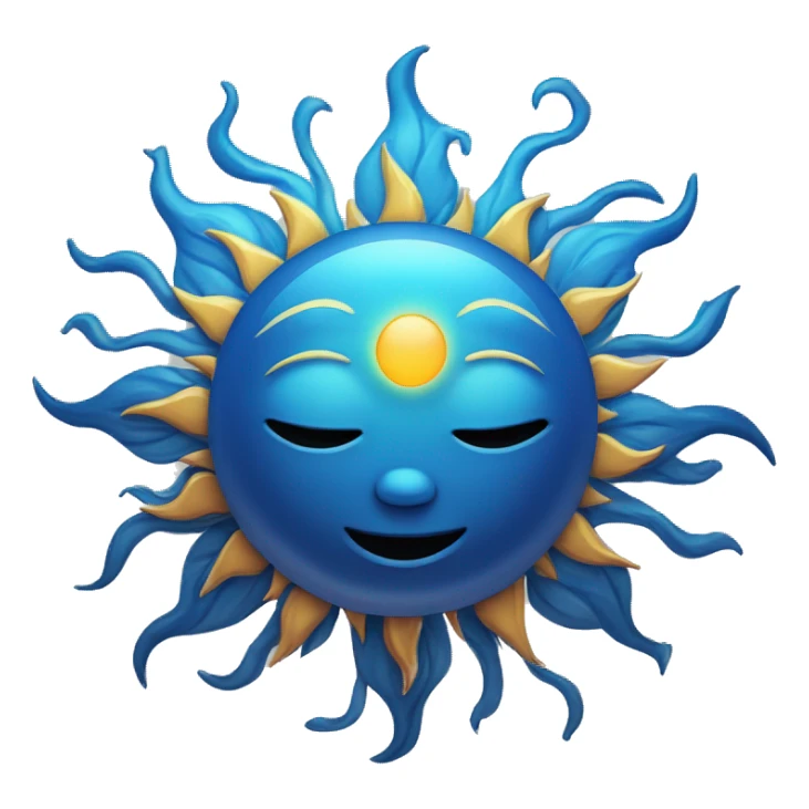blue heart and sun with closed eyers light smile sun moon evil eye sticker