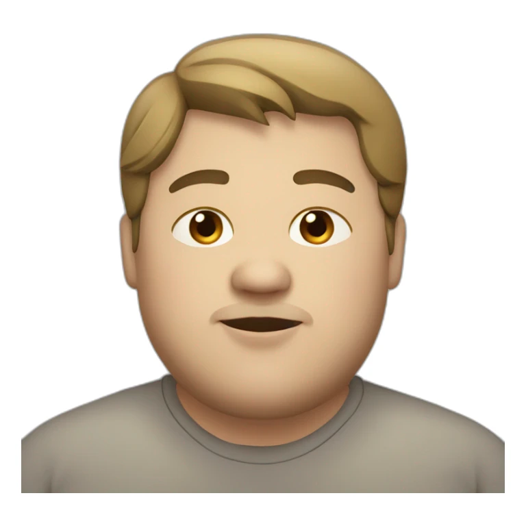 chubby man with dark blond straight hair, brown eyes, thick lower lip sticker