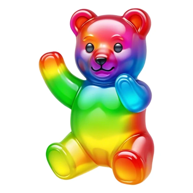 A neon rainbow gummy bear sticker