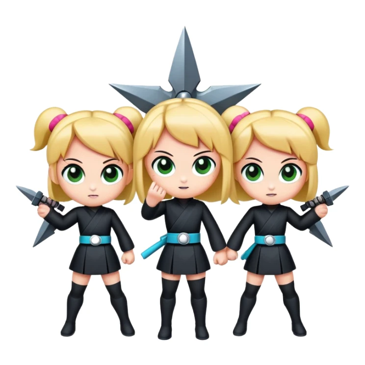 Powerpuff girls holding ninja stars  sticker
