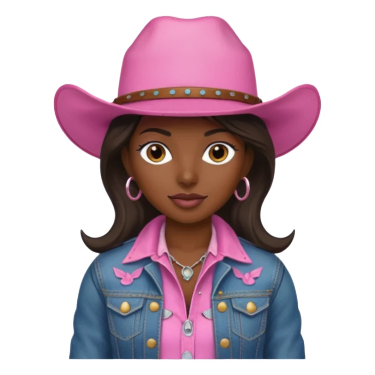 dark skin cowgirl with pink hat sticker