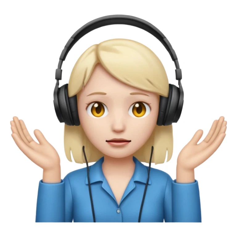 emoji with head phone holding both hands listening looks like sad  sticker