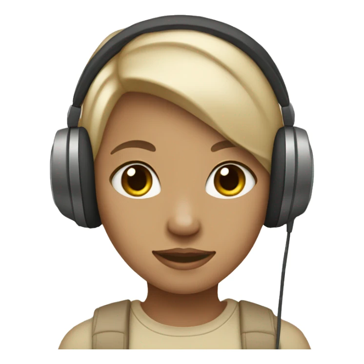 girl wear beige headphones with beige bows sticker