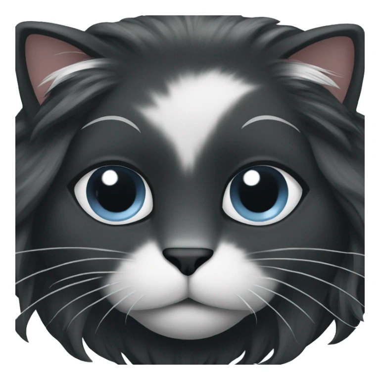 black long hair cat with black and white muzzle sticker