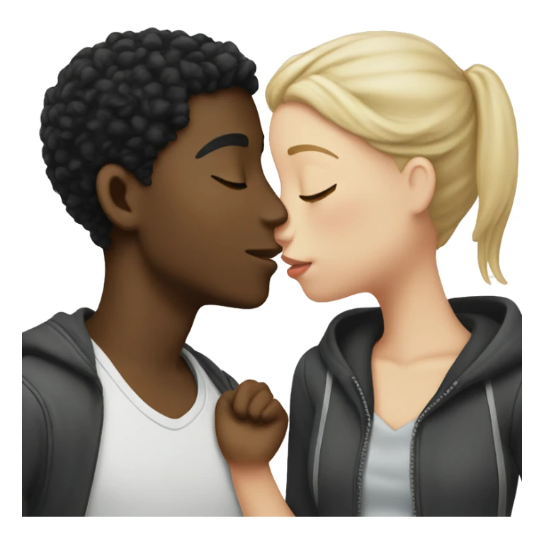 a black boy kiss a white girl with black hair sticker