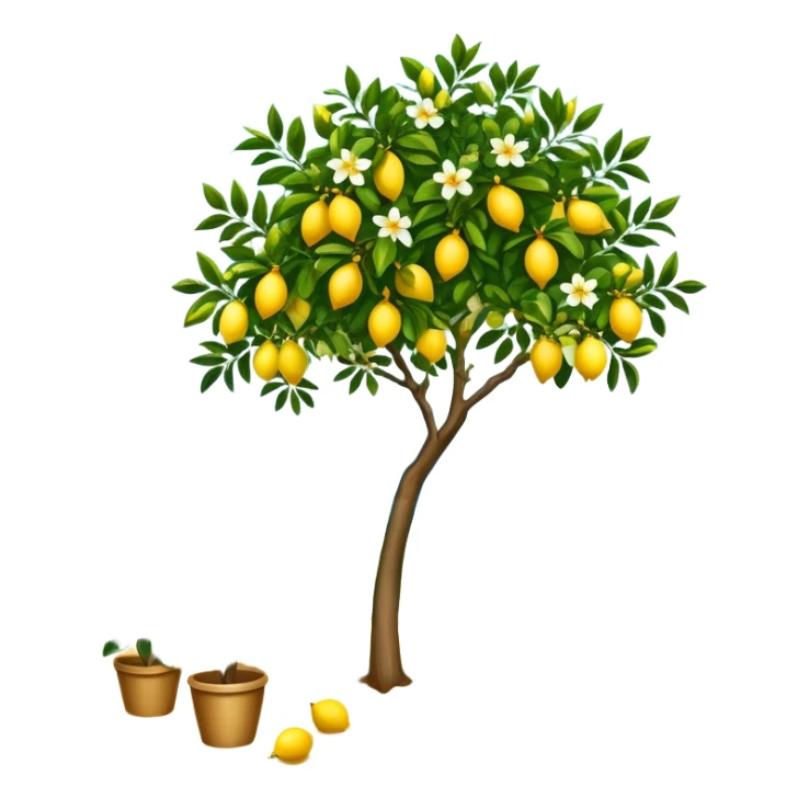 Mediterranean seashore with lemon tree in flower and fruits sticker