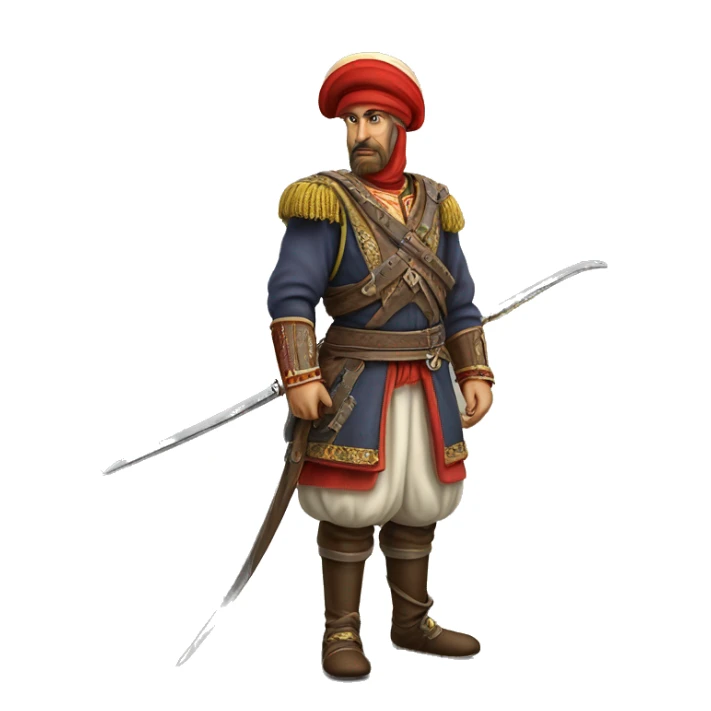 A full-length serious ottoman janissary photorealistic serious sticker