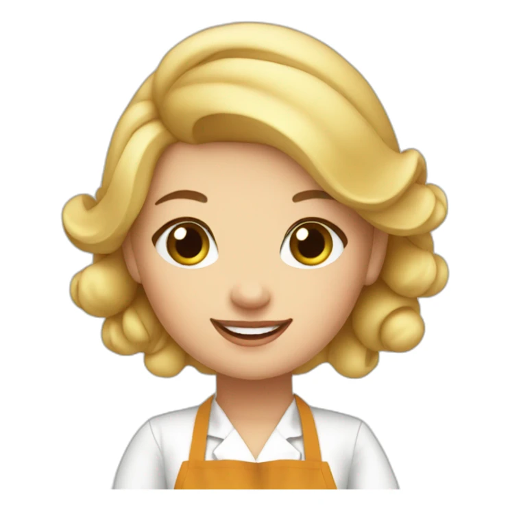 Blond girl in apron making croissants sticker