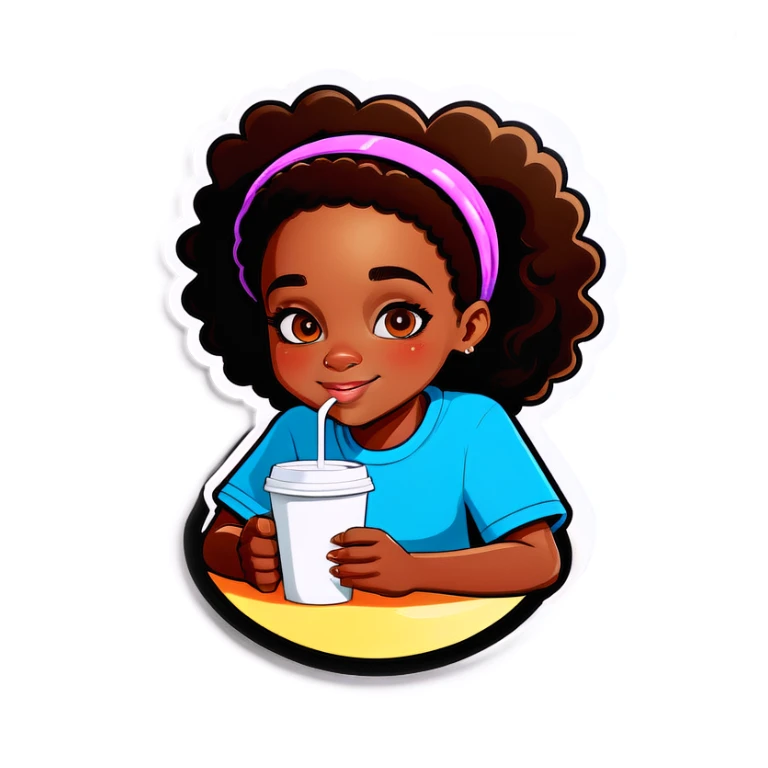 Black girl with a cup  sticker