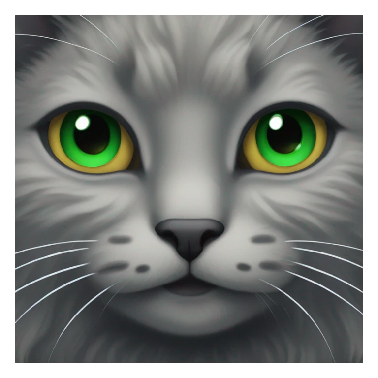 black fluffy cat with green eyes sticker