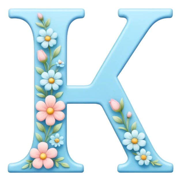 Light-blue flowery romantic alphabet letter sticker