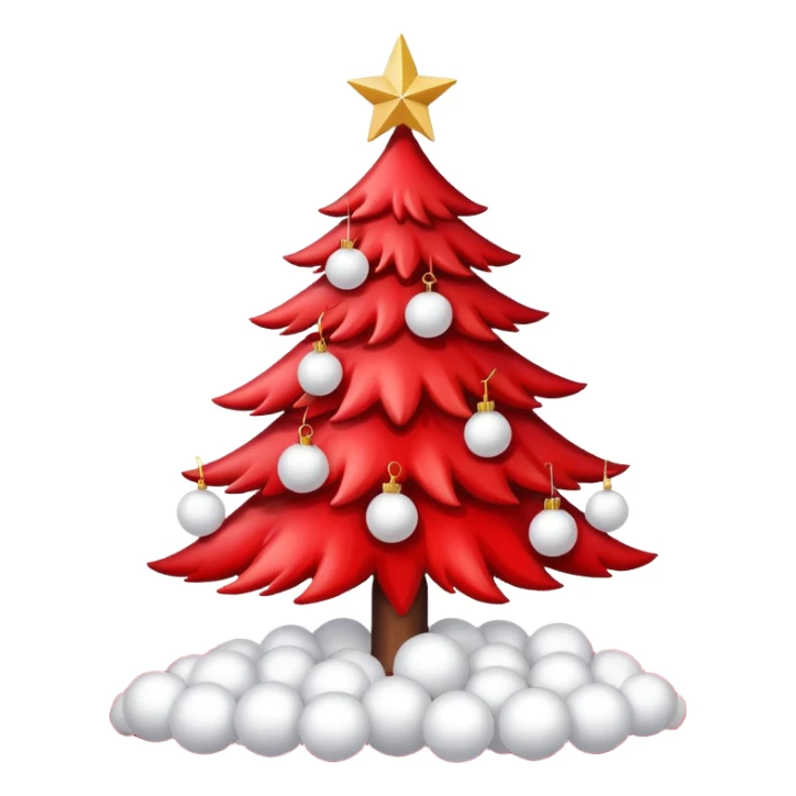 red Christmas tree with white star and white Christmas balls sticker