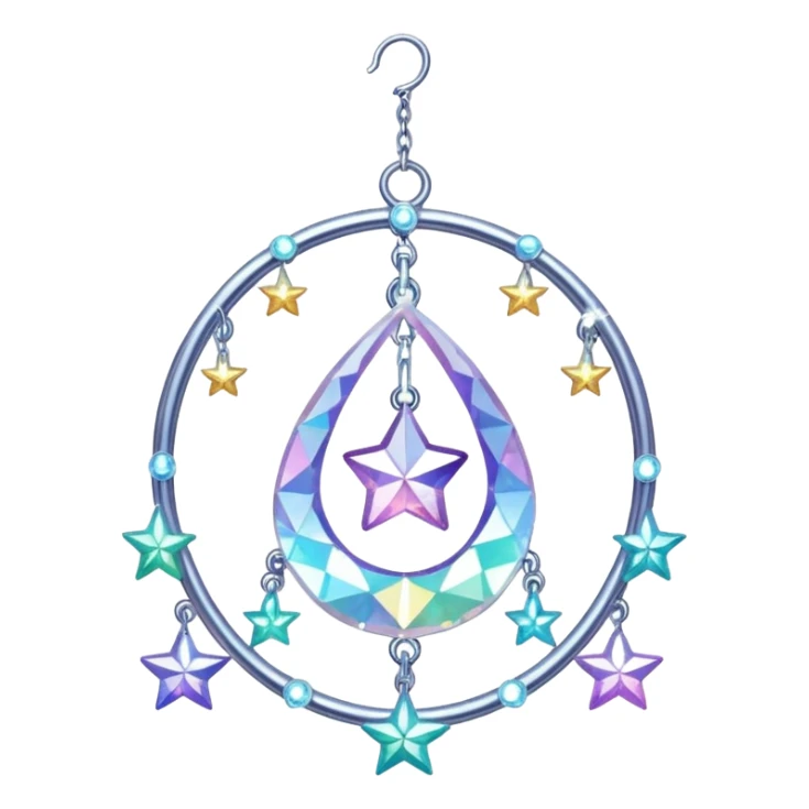 Sparkly glittery aesthetic Iridescent suncatcher hanging crystals and tiny stars aesthetic decoration sticker
