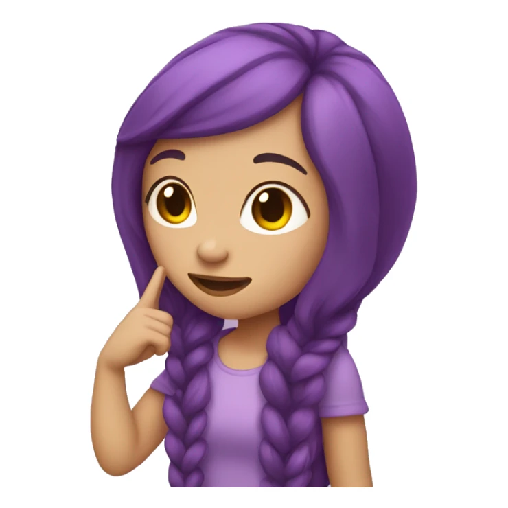 girl with long purple hair and light skin saluting sticker
