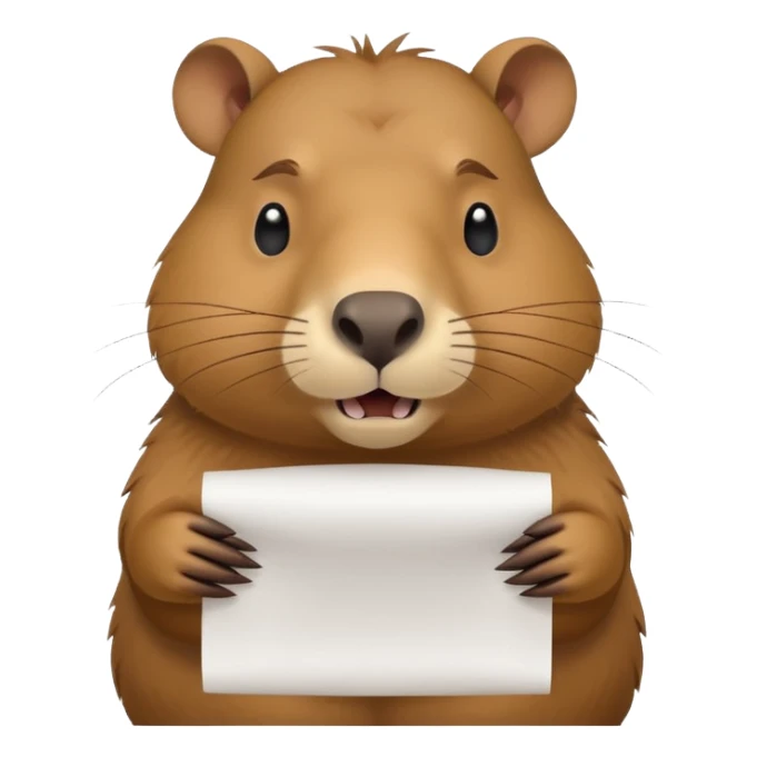 emoji of capibara chewing white paper, full height sticker