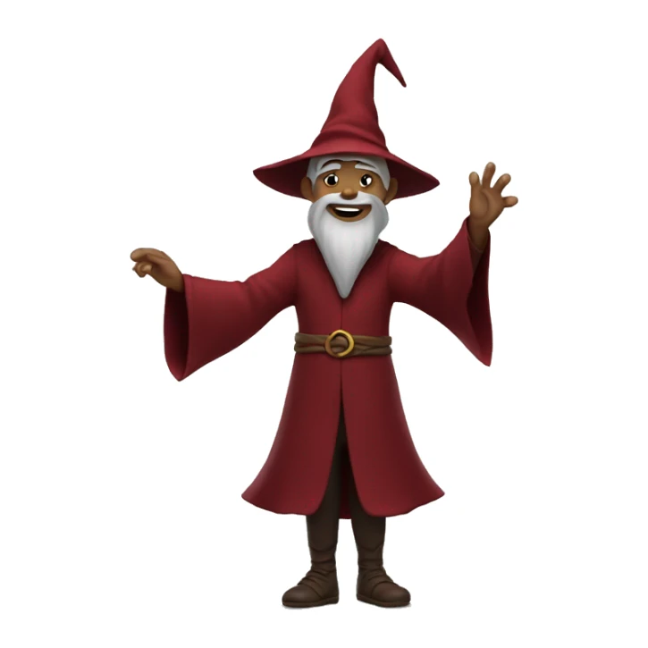 a wizard dressed in dark red happy. full body is shown sticker