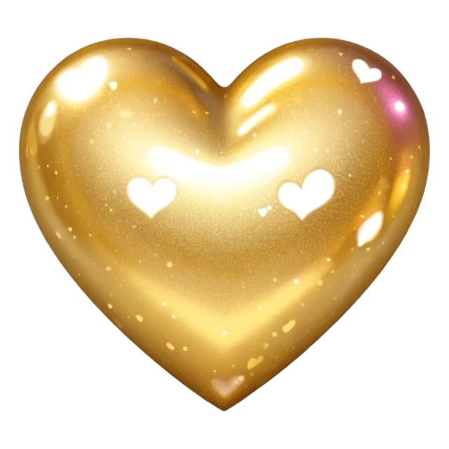 Change the glittery silver color heart with a subtle gradient and no border to a glittery gold color heart with a subtle gradient and no border. Keep the background transparent. Maintain the style and subtle gradient effect of the original heart. sticker